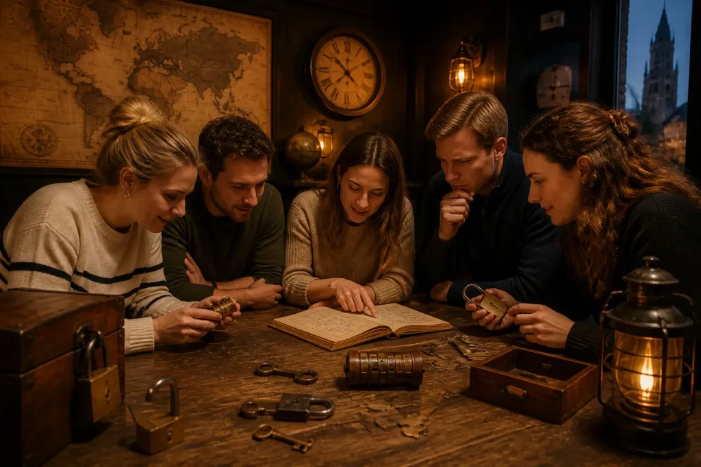 collega’s lossen samen puzzels op in een sfeervolle escape room in groningen
